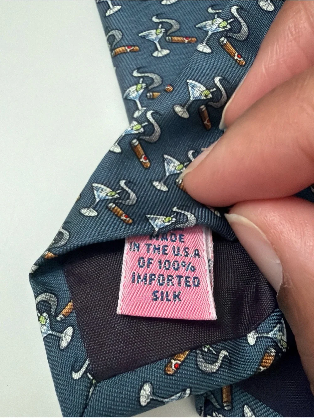 Vineyard Vines Martini & Cigar Themed Silk Tie